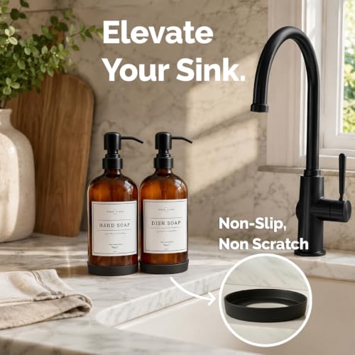 Amber Glass Soap Dispenser (Amber Bottle / Matte Black Pump)