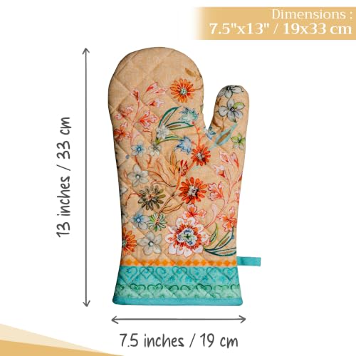Maison d'Hermine Oven Gloves 100% Cotton Oven Mitt (041 - Luxury Loft - Peach / 7.5" x 13" (Oven Mitt))