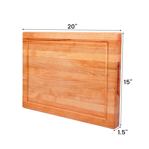 Solid Cherry Wood Cutting Board for Kitchen (Solid Cherry(1-1/2" Thick))