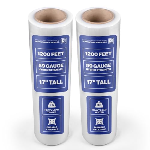 2 Pack of 17'' Plastic Stretch Wrap for Moving