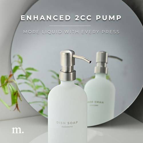 Soap and Lotion Dispenser Set (White Bottles Silver Pumps White Tray)
