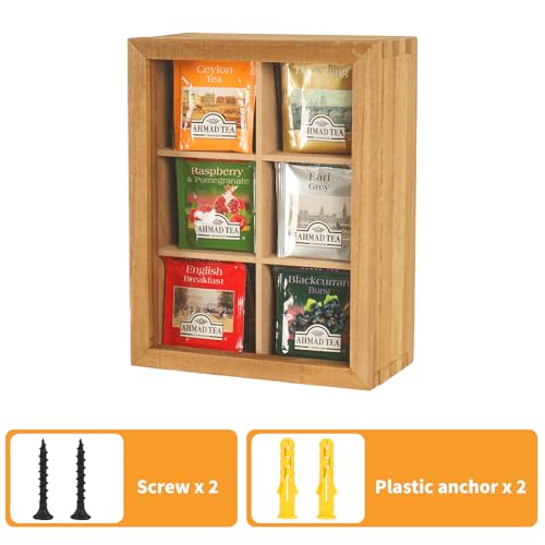 Wood Tea Bag Organizer (Carbonized / 6 Compartments)