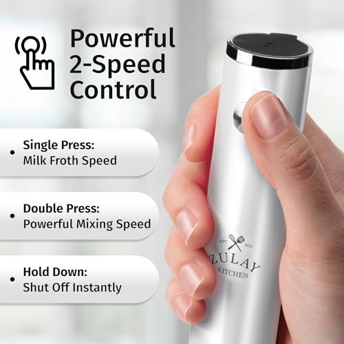 Rechargeable Milk Frother Handheld (Lux White / Rechargeable Z1 Motor Max)