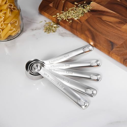 Premium 18 10 Measuring Spoons Set (Silver / 5PC Measuring Spoons)