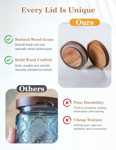 Glass Jars with Airtight Wood Lids (4 Count)