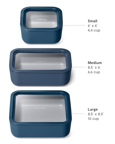3 Piece Glass Food Storage Container Set (Navy / Food Storage Set (3x))
