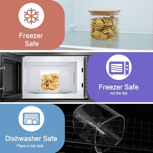 6 Pack Square Glass Pantry Storage Containers with 132 Kitchen Food Pantry Labels