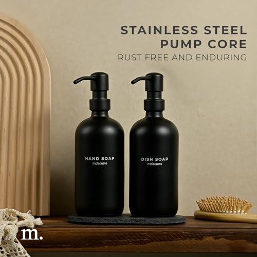 Soap Dispenser Set (Black Bottles Black Pumps Tray)