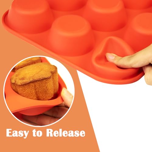 12 Cups Silicone Mini Muffin Pan Set (Set of 2--12 Cups (Red+Red))