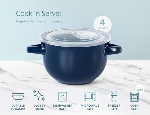 French Onion Soup Crocks with Lids & Handles (Blue)