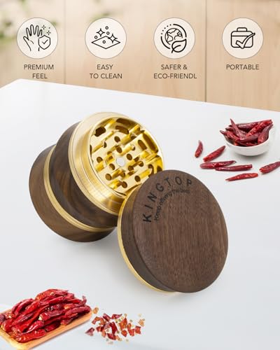 Grinder Large 2.6" Walnut Wood & Aluminum Manual Grinder (Brown)