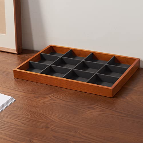 Solid Wood Jewelry Tray (Grey 12 grid tray)