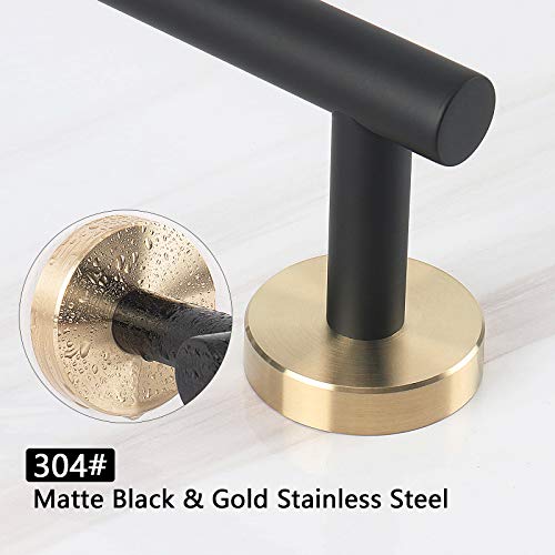 Bath Towel Bar (Matte Black & Gold / 9 Inch)