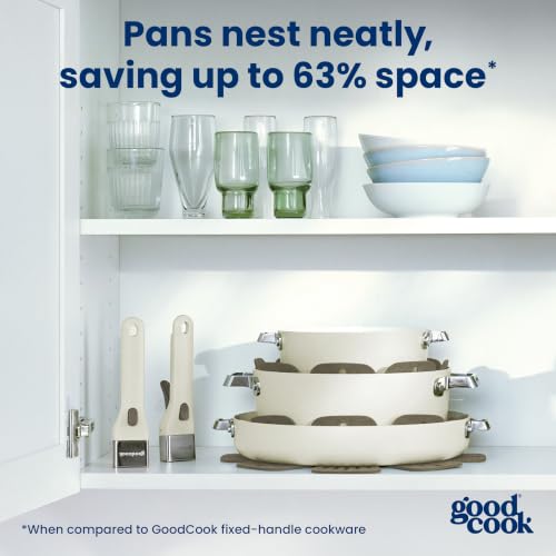 14 Piece Ceramic Cookware Set with Removable Handles (Cream)