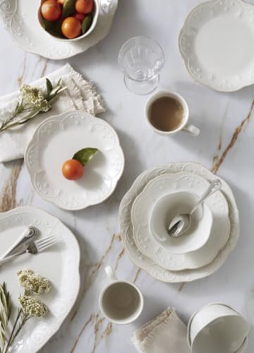 French Perle White Stoneware 16 (16-Piece Dinnerware Set)