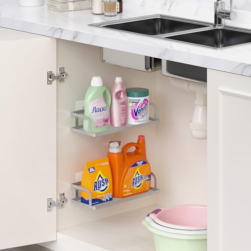 2 Pack Wide Hollowout Shower Caddy & Spice Rack (Silver Grey / U-Shape Easy Access (12.6" Wide))