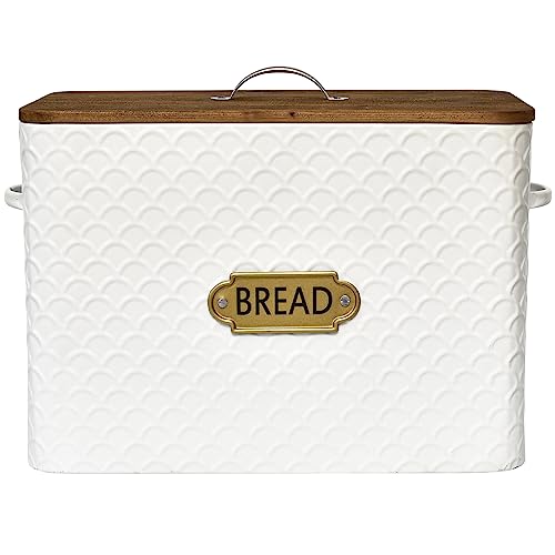 Extra Large Space Saving Farmhouse Bread Box With Wood Lid