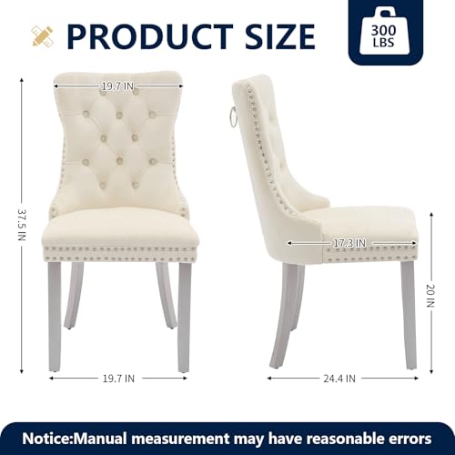 Cream Velvet Dining Chairs Set of 4 (Ivory)
