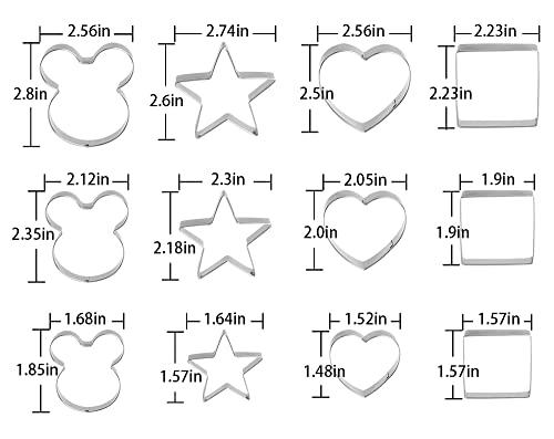 Metal Cookie Cutters Set (12 Heart Square Star)