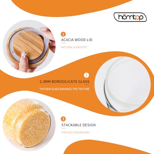 3 Pack Glass Jars with Acacia Wooden Lids (34 OZ SET OF 3)