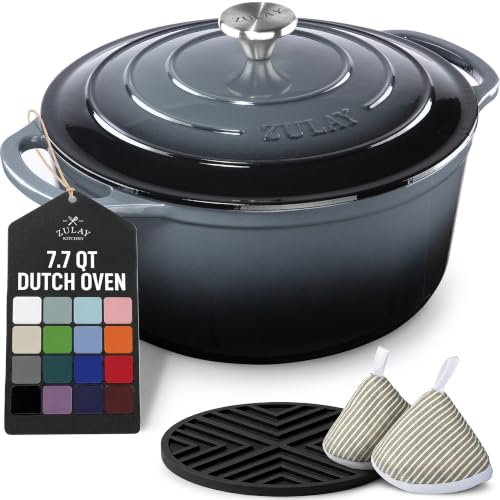 7.7 Quart Enameled Cast Iron Dutch Oven Pot with Lid (Gray / 7.7 Quart)