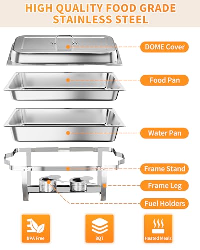 Chafing Dishes for Buffet 6 Pack (Silver / 6 Pack)
