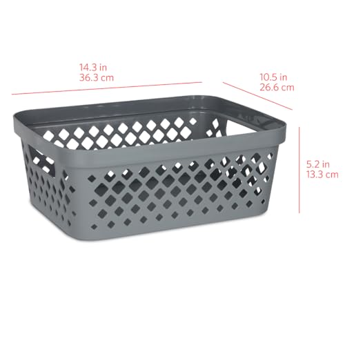 Plastic Storage Basket Set (Grey / 2 Gallon)