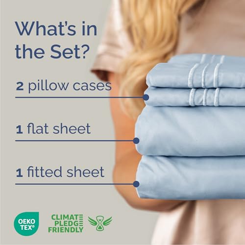 Queen Size 4 Piece Sheet Set (24 - Sky Blue / Queen)