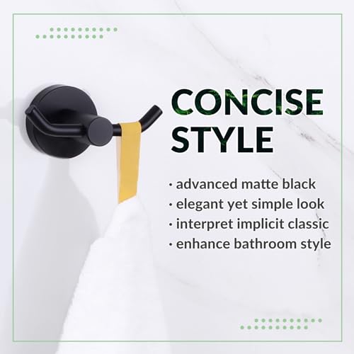Matte Black Double Towel Hook for Bathroom