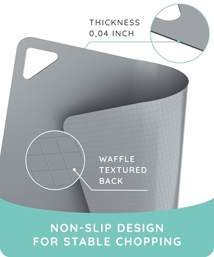 Flexible Plastic Cutting Board Set of 3 (Pink / Green / Gray / 15"L x 12"W)
