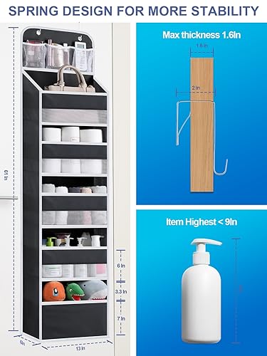 Over the Door Organizer Storage (Black / 1 pack)