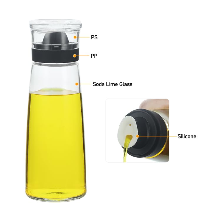 2 Pcs Glass Olive Oil and Vinegar Dispenser Bottles Set for Kitchen Cooking with Silicone Dual Pouring Spout (White / 5.4 oz)