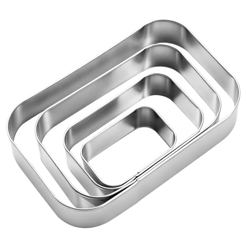Rounded Rectangle Cookie Cutter Stainless Steel Plaque Cookie Cutters Geometric Frame Cookie Cutters Shapes Molds for Baking 1 Inch Depth (Rounded Rectangle)