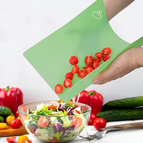 Plastic Cutting Board for Kitchen Set of 5 (Green)
