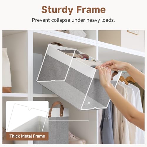 Fabric Storage Bin (Gray and White / 16 ½" L x 12" W x 10 ¼" H)