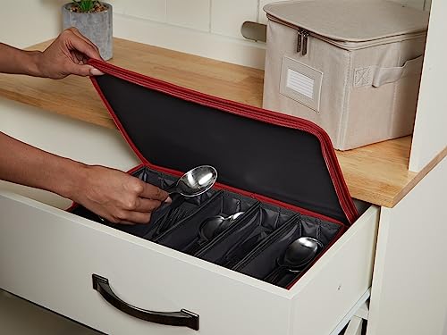 Flatware Storage Box with Removable Trays (Red Heather / 15W x 11D x 3H)