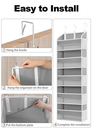 1 Pack Over The Door Storage Organizer with 5 Large Pockets (1 Pack / Light Gray)