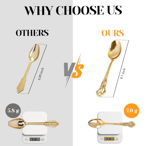 30PCS Gold Plastic Spoons 8.1inch Vintage Soup Spoons for Dinners (30-Gold / Spoons)