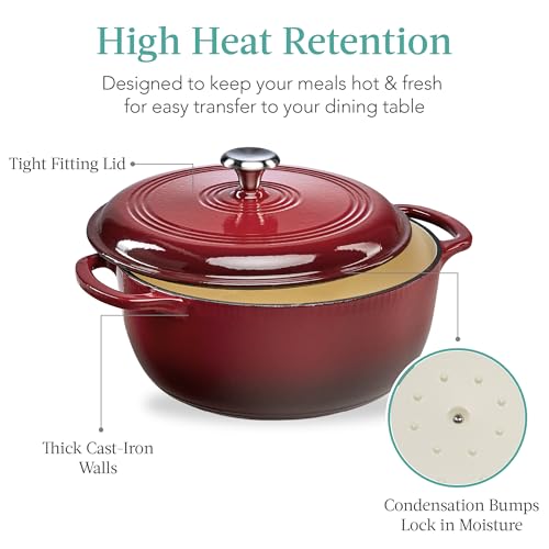 7.5 Quart Enamel Cast (Red / 7.5qt Round)
