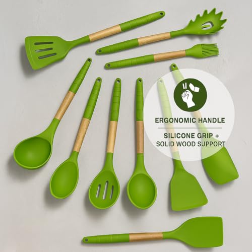 Green Silicone Kitchen Utensil Set (Green)