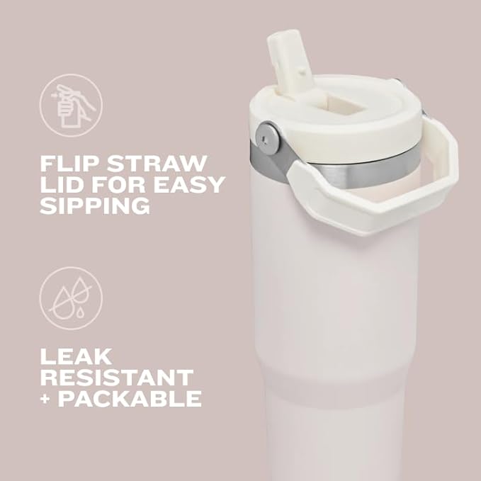 STANLEY IceFlow 2.0 Flip Straw Tumbler with Handle 40 oz | Twist On Lid and Flip Up Straw | Leak Resistant Water Bottle | Insulated Stainless Steel | BPA-Free | Lilac