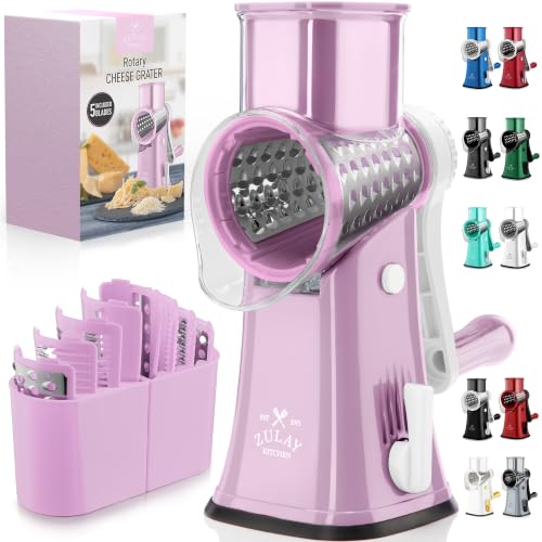 Rotary Cheese Grater Manual Hand Crank 5 Blade Shredder
