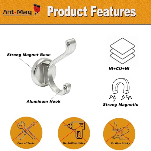 Magnetic Hooks Heavy Duty 140LBS (Silver / Small-2 Pack)