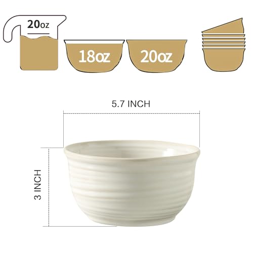 Ceramic Soup Bowls Set of 6 (White / 20 Ounce)