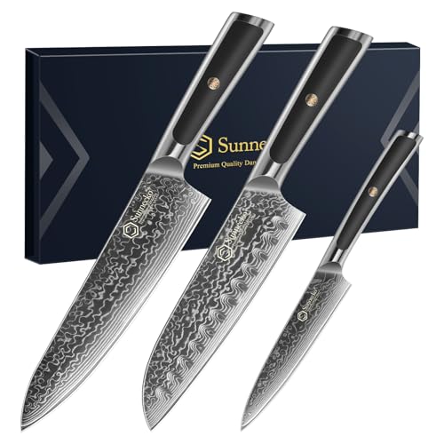 Damascus Kitchen Knife Set 3 Piece (Set of 3)