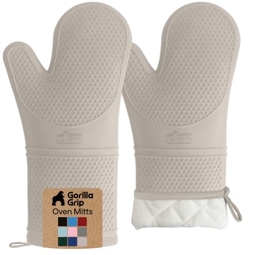 Silicone Oven Mitts (Almond / 14.5" Oven Mitts)