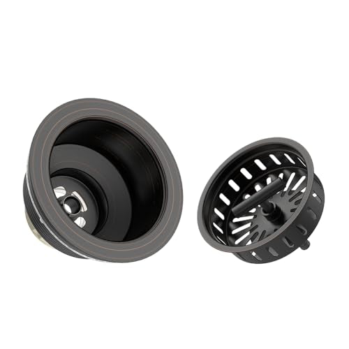 3-1/2 Inch Bronze Kitchen Sink Drain Assembly Kit - Oil Rubbed Bronze Stainless Steel with Strainer Basket/Drain Stopper
