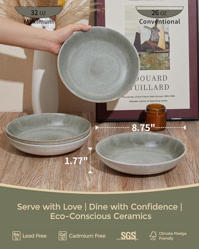 Stoneware Dinnerware Sets for 4 (Gradient Green / Set (16pcs))