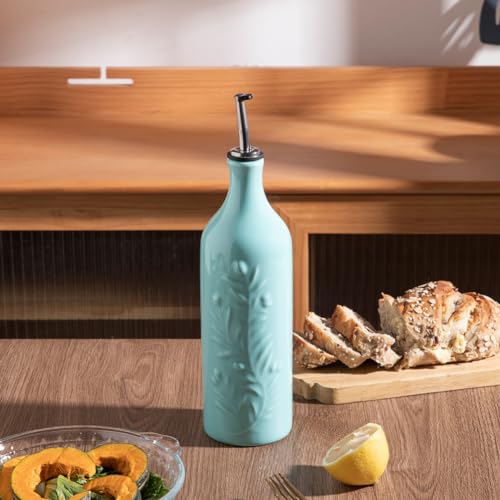 Sweejar Large Olive Oil Dispenser Bottle with Spout (Turquoise / Patterned styles)
