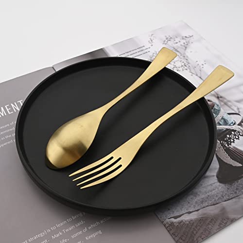 Luxury 18 10 Stainless Steel Matte Champagne gold Flatware Set (1 / Champagne Gold)